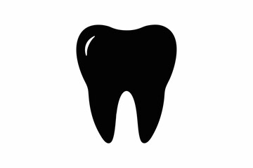 Tooth vector icon, tooth silhouette vector, Black tooth shape symbol