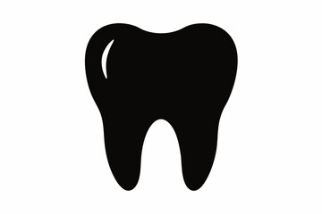 Tooth vector icon, tooth silhouette vector, Black tooth shape symbol
