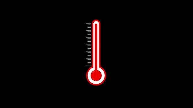Red thermometer cooling animation on Black Background