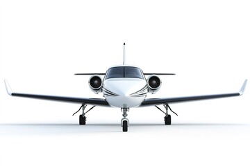 Front view of private jet isolated on white background
