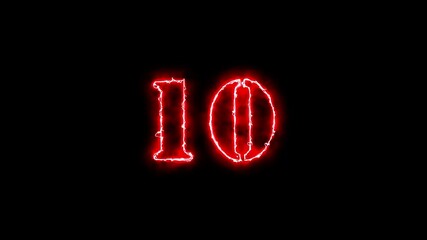 Abstract 1 color beautiful neon saber red 10 number illustration background 4k.
