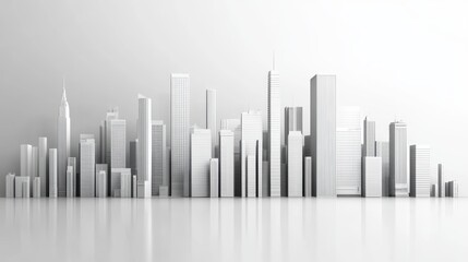 Vector buildings simple black on white. 3D render. high-definition imagery. picture for cover magazine.