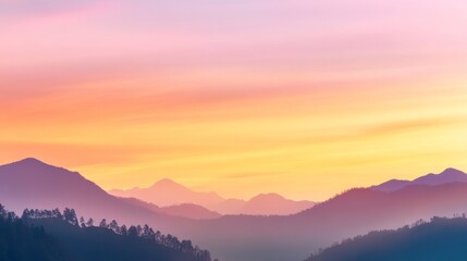 Fototapeta premium Scenic vibrant sunrise over majestic mountains landscape for wall art or decoration