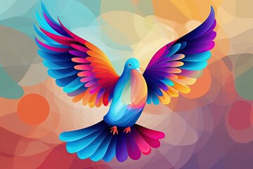 Obraz premium Vibrant Abstract Dove Artwork Representing Faith and Spiritual Belief