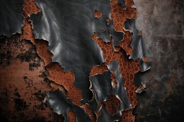 Intricate Peeling Faux Leather Surface Design with Distressed Texture and Nocturnal Grunge Overlay for Fashionable Urban Backdrops