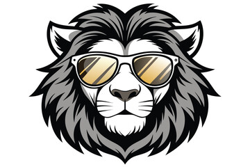 black and white head of a lion that s wearing