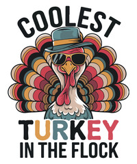 Coolest Turkey in Flock Thanksgiving PNG