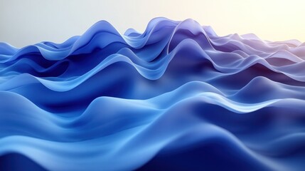 Obraz premium Abstract Blue Waves: A Serene Digital Landscape