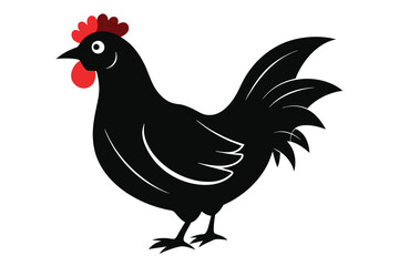 chicken vector icon silhouette black on white back 