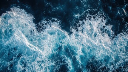Aerial View of Whitecaps on a Deep Blue Ocean