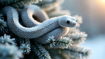 Fototapeta premium Frosty Pine Branches in a Serene Winter Landscape