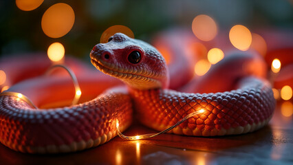 Fototapeta premium Close-Up of a Festive Christmas Boa