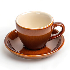 Vintage Brown Ceramic Espresso Cup and Saucer