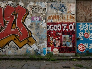 Obraz premium Urban Decay Graffiti Posters and Weathered Wall Texture