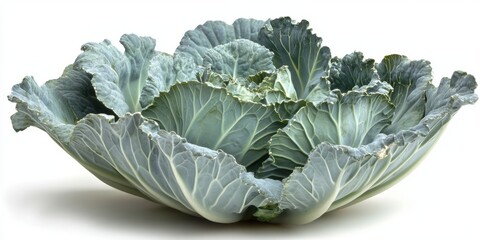 Fototapeta premium Fresh green cabbage with large, textured leaves