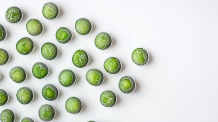 Scattered fresh green peas provide ample copy space for healthy food advertising banners.