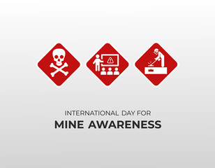 International day for mine awareness concept. 4 April. template for background with  banner, poster, card.  flat illustrations. Jpeg format.	