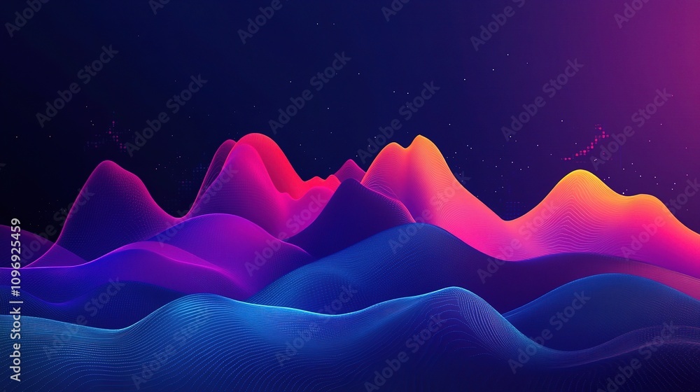 Poster dynamic abstract financial graphs for business and stock analysis