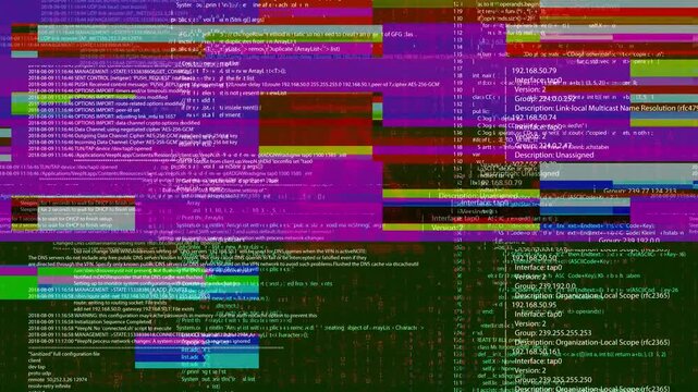 Hacking code data flow stream Hacker Programming , , cyber encryption screen glitching. Cyber Ddos attack security code AI artificial intelligence, Virus code Glitch Effect Error, Virus, Hacked System