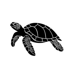 Fototapeta premium A stylized black turtle silhouette, showcasing intricate shell patterns and a graceful swimming pose.