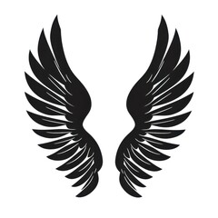 Obraz premium A silhouette of elegant, styled wings, symbolizing freedom, spirituality, and transcendence, presented in a striking black design.