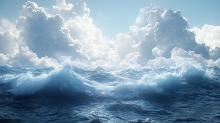 Fototapeta premium Ocean Waves Under a Dramatic Sky: A Stunning Seascape