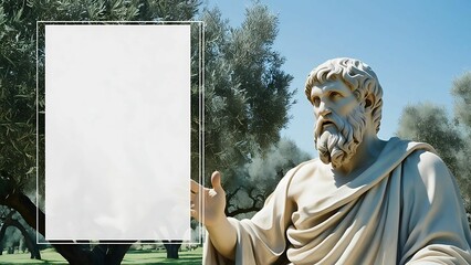 Plato Sculpture with Blank Space for Quotes Writing