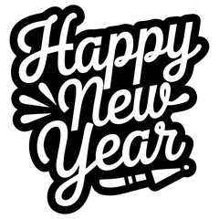 Happy new year font vector design.