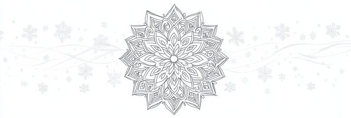 Elegant Christmas Mandala Line Art Design - Christmas mandala, elegant line art, winter snowflake, single design, holiday celebration