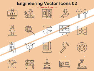 Icons illustrating additional engineering and construction themes in vector style