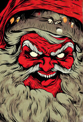 Evil scary ominous santa clause, retro artwork