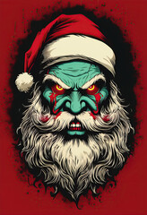 Evil scary ominous santa clause, retro artwork