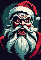 Evil scary ominous santa clause, retro artwork