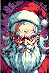 Evil scary ominous santa clause, retro artwork