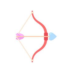 Cute Cupid's Bow with arrow, isolated flat illustration in transparent background