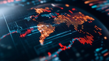 Digital world map with data visualization