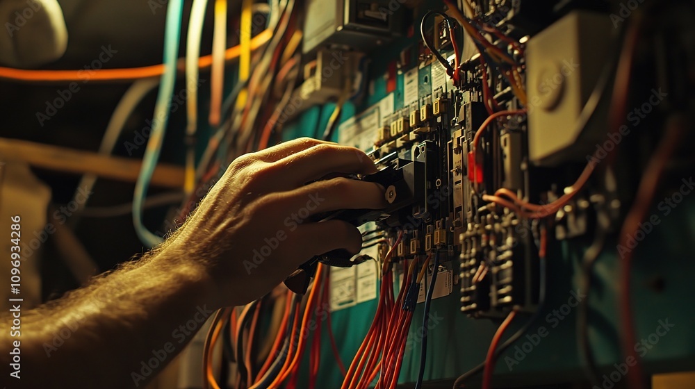 Aufkleber close-up of electrical engineer using precision measurement tool