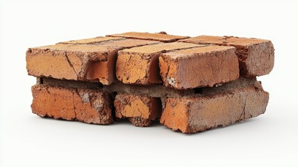 A stack of weathered red bricks arranged in a rectangular formation.