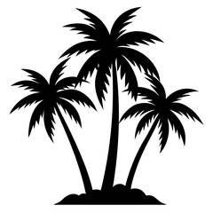 Palm Tree Silhouette Vector, Beach Palm Tree Vector, Sunset Palm Tree Silhouette, Summer Beach Tree