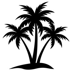 Palm Tree Silhouette Vector, Beach Palm Tree Vector, Sunset Palm Tree Silhouette, Summer Beach Tree