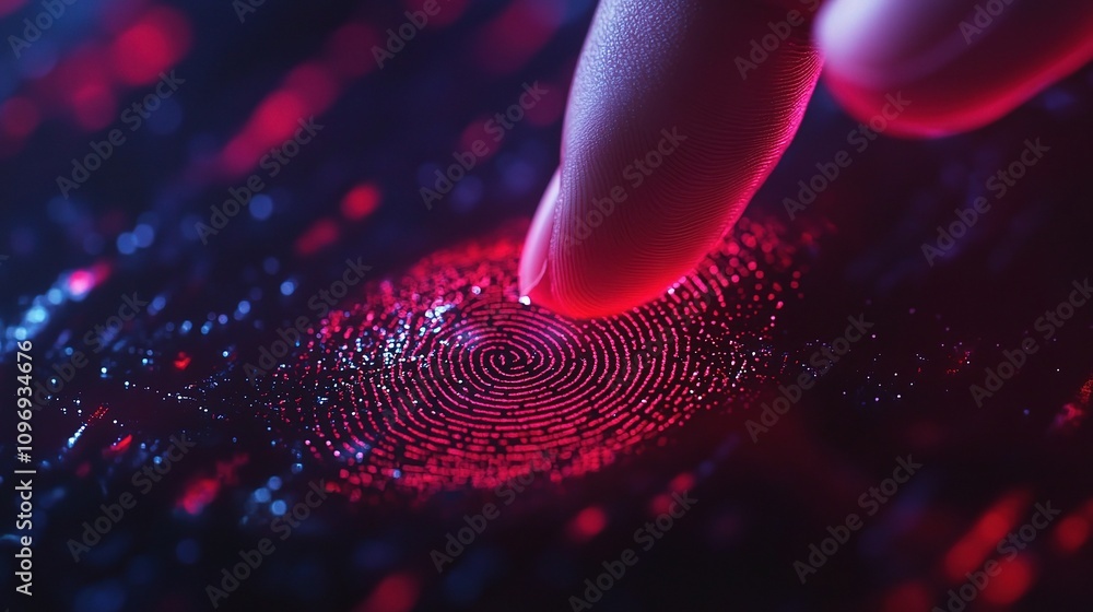 Poster vibrant fingerprint identification technology with digital patterns
