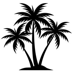 Palm Tree Silhouette Vector, Beach Palm Tree Vector, Sunset Palm Tree Silhouette, Summer Beach Tree