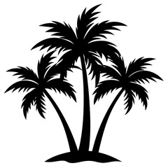 Palm Tree Silhouette Vector, Beach Palm Tree Vector, Sunset Palm Tree Silhouette, Summer Beach Tree