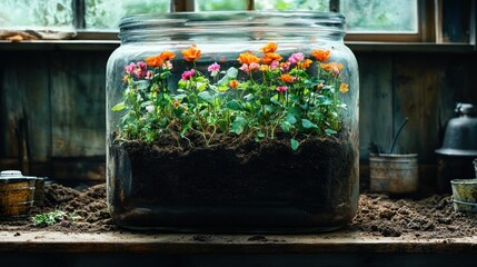 Enchanted Terrarium: A Blooming Oasis in Glass