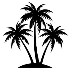 Fototapeta premium Palm Tree Silhouette Vector, Beach Palm Tree Vector, Sunset Palm Tree Silhouette, Summer Beach Tree