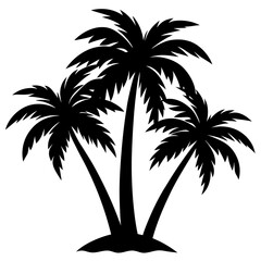 Palm Tree Silhouette Vector, Beach Palm Tree Vector, Sunset Palm Tree Silhouette, Summer Beach Tree