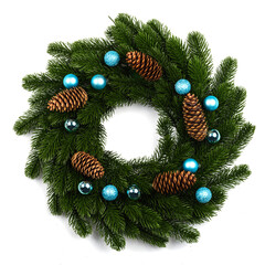 Christmas wreath isolated on white background