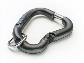 Black carabiner clip with sturdy design, ideal for outdoor activities
