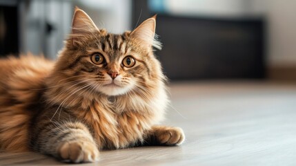 Adorable Fluffy Cat Indoors