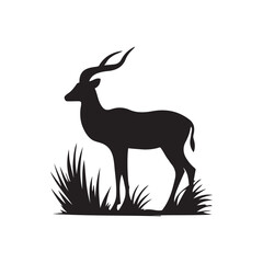 antelope black silhouette vector with white background.